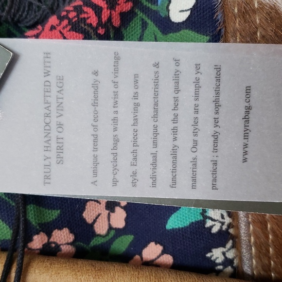 Myra NWT Floral Canvas & Leather HairOn Bag - Picture 11 of 12